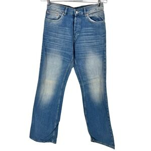 H&M Divided Bootcut Jeans Mens 31x36 Clear Blue Button Fly Cotton Denim Pants‎